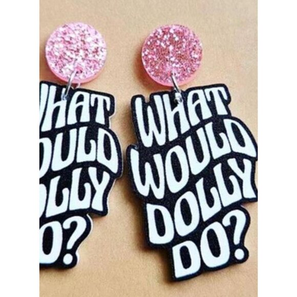 WHAT WOULD DOLLY DO WWDD Drop Earrings NEW - Picture 6 of 6